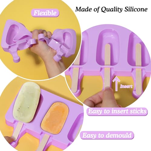 Ozera Silicone Popsicle Molds Set - 2 Pack with 50 Sticks & Bags