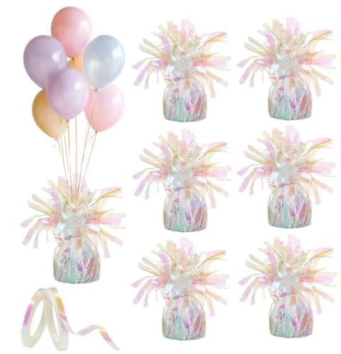 Balloon Weights 6 Pack with Curling Ribbon - Iridescent Metallic 100g