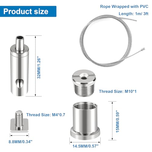 Adjustable Ceiling Hanging Wire Cable Kit - 4 Sets for Lights