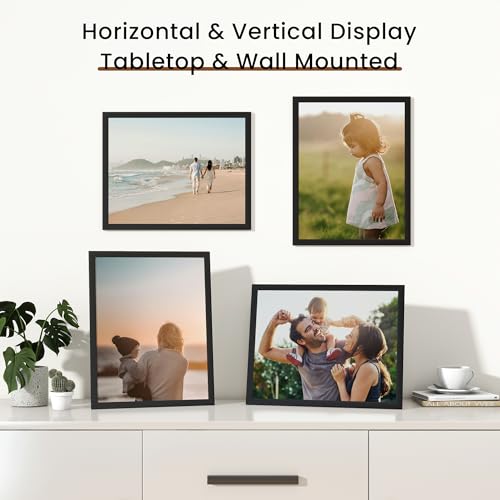 11x14 Black Picture Frame Set of 2 with Shatter-Resistant Plexiglass