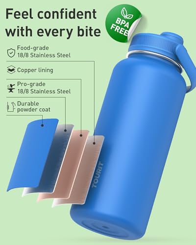TOURIT 24 oz Insulated Stainless Steel Water Bottle - Leakproof & BPA-Free