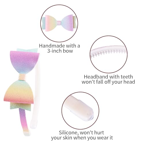 8-Pack Girls Glitter Headbands, Non-Slip Heart & Butterfly Hair Accessories
