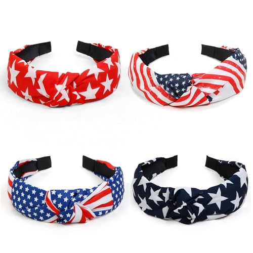 IDDFEVE 4-Pack Patriotic Headbands for Women - 4th of July & Independence Day Accessories
