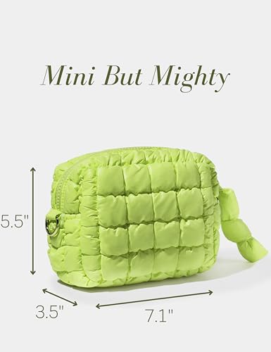 Yarnic Apple Green Quilted Makeup Bag - Compact Cosmetic Organizer