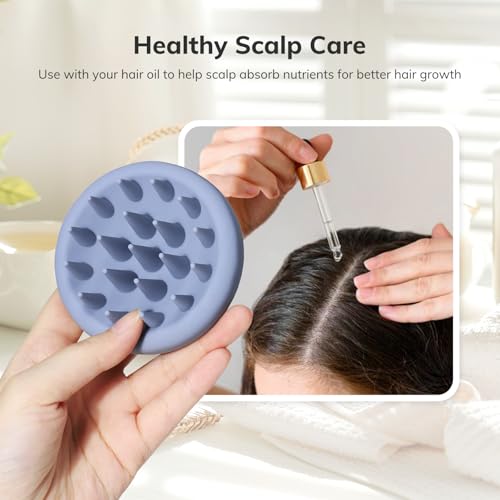 Sndyi Gray Blue Silicone Scalp Massager & Shampoo Brush for Hair Growth & Dandruff Removal