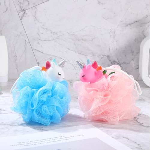 Unicorn Kids Bath Loofah Set - Gentle Exfoliating Shower Sponge