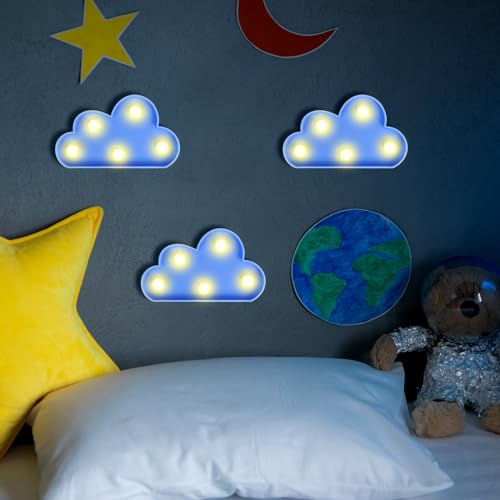 Clothmile 3-Pack LED Cloud Night Lights for Kids' Rooms