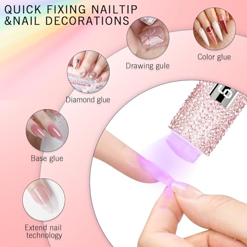 Peccera Pink Diamond Portable UV Nail Lamp - Rechargeable Cordless Mini Gel Polish Dryer for DIY Manicure