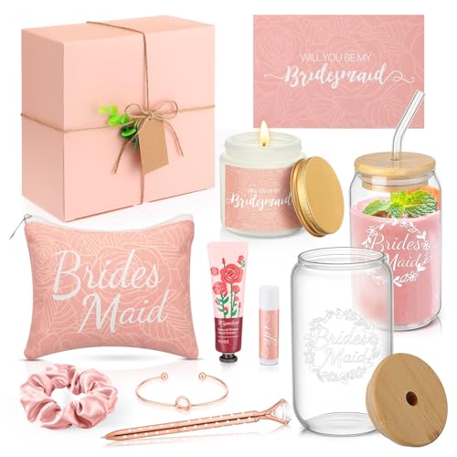 14-Piece Bridesmaid Proposal Gift Set with Glass Cup and Accessories