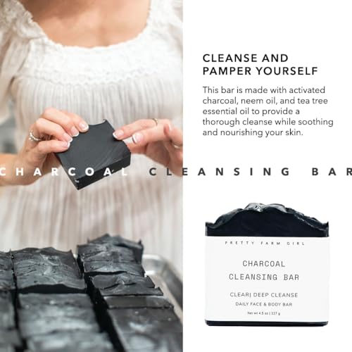 Unscented Charcoal & Goat Milk Soap Bar 5oz - Deep Clean, Hydrating, Acne Relief