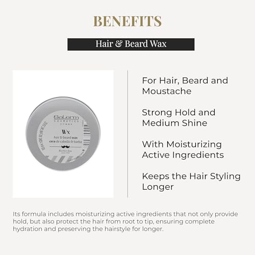 Salerm Men's Hair Wax - Strong Hold, Medium Shine, Hydrating Formula, 100ml