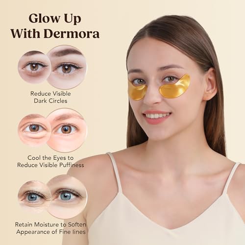 DERMORA Golden Glow Under Eye Patches - 50 Pairs for Radiant Skin