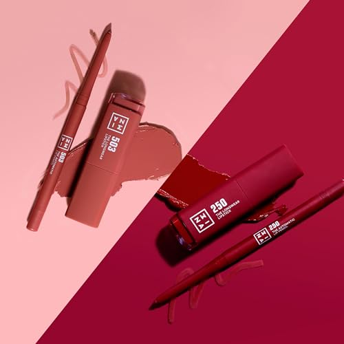 3INA Waterproof Lip Liner Pencil - Dark Pink Nude, Built-In Sharpener