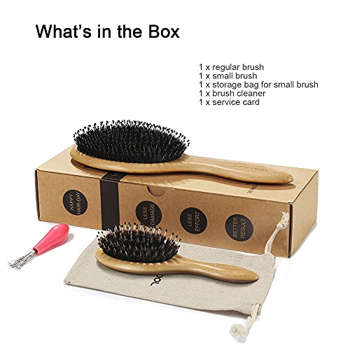 Boar Bristle Hair Brush for Detangling & Smoothing - Regular & Small Sizes