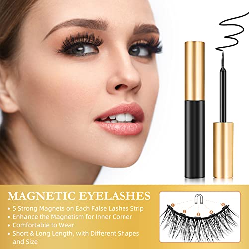 14 Pairs Magnetic Eyelashes Kit with Eyeliner & Tweezers