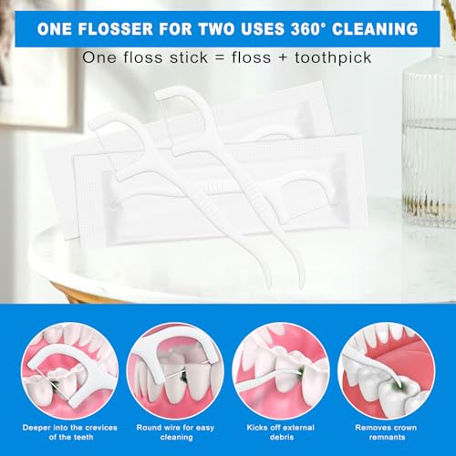 SLequipo 500 Count Dental Floss Picks, Individually Wrapped Travel Flossers