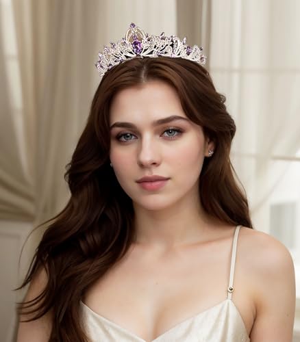 Silver Rhinestone Tiara Crown for Women - Elegant Bridal Hair Accessory
