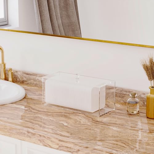 Acrylic Clean Pad Storage Box with Lid - Horizontal Organizer for Vanity