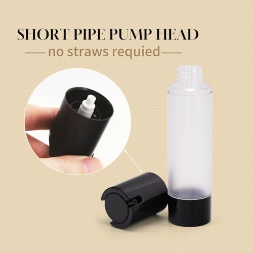 6Pcs 50ml Airless Pump Bottles - Refillable Travel Cosmetic Dispensers