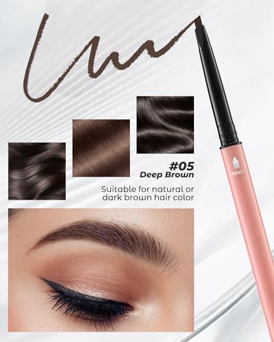 Berinist Deep Brown Micro Eyebrow Pencils 12-Piece Set for Natural, Waterproof Brows
