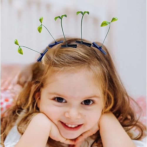 100pcs Bean Sprout Hair Clips - Cute Green Plant Hair Barrettes for Kids