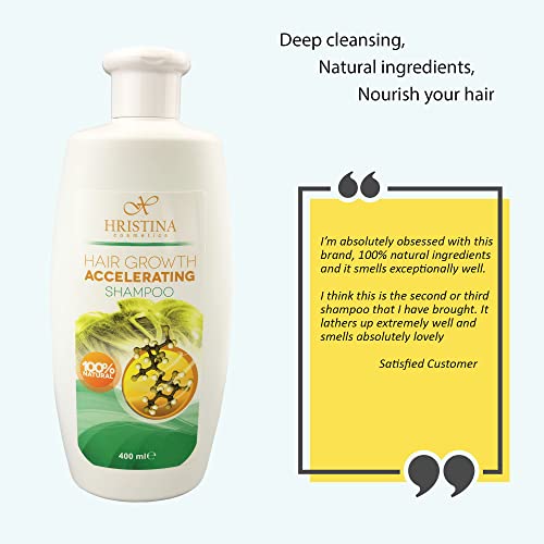 Hristina Natural Hair Growth Shampoo with Jojoba & Argan Oils, 13.5 oz