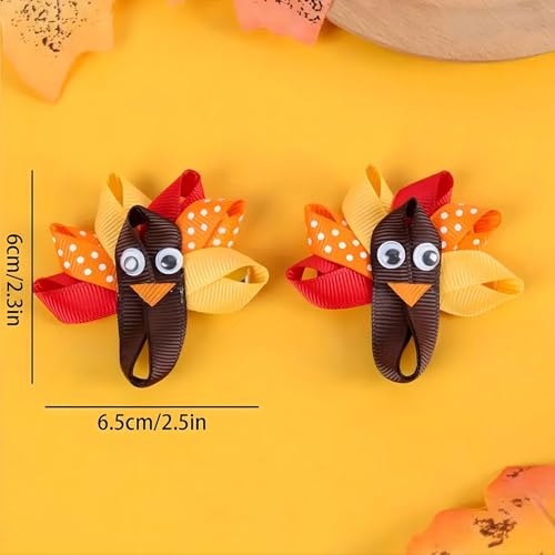 Pvoiue Turkey 2pcs Fall Hair Clips for Girls - Thanksgiving Hair Accessories