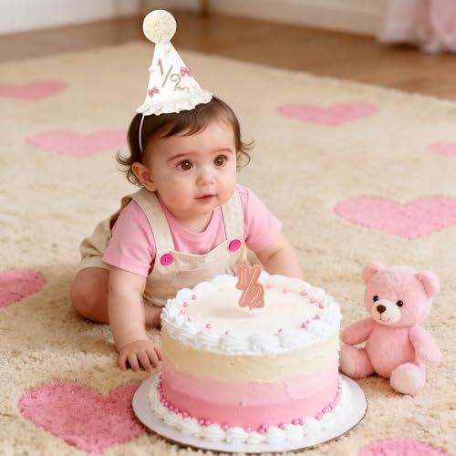 Yalucky 1st Half Birthday Party Hat for Baby Boy or Girl