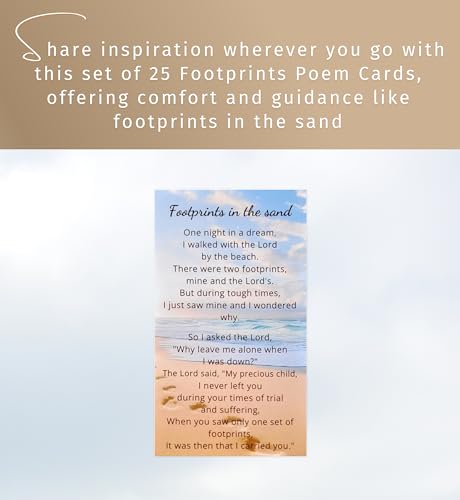 Footprints Prayer Card Set - Inspirational 25-Pack for Reflection