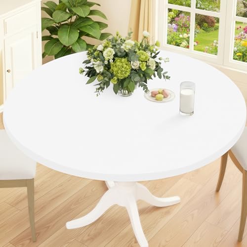 Smiry Round Spandex Tablecloth - Waterproof Fitted Cover for 36-44" Tables