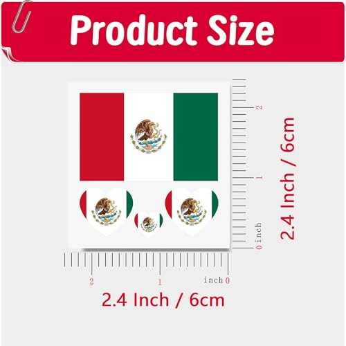 Mexican Flag Tattoos, 40Pcs Sports Body Face Waterproof Sweat Tattoos Stickers For Men Teenages Women(Mexico)
