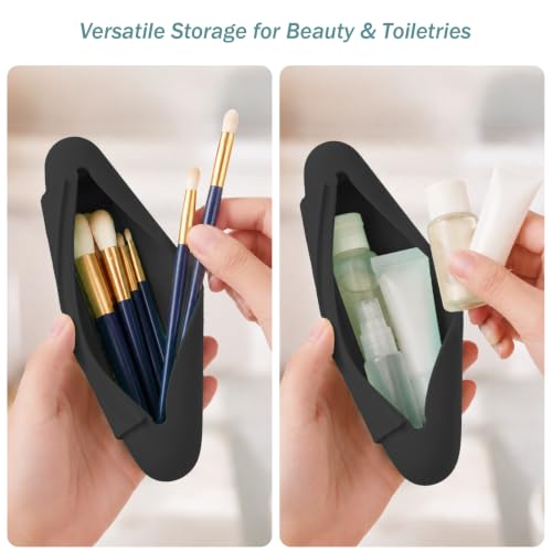 Hacole Black Silicone Travel Toothbrush Case Large Capacity, Waterproof & Secure
