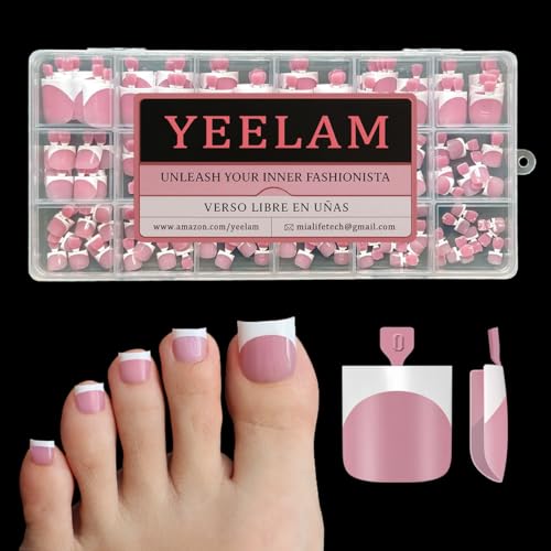 Berry Pink Sharp Square Press On Toenails – 300 Pcs Medium Tips