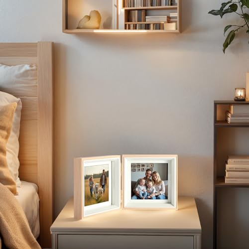 5x5 Double Hinged Picture Frame with Real Glass - Vertical Display