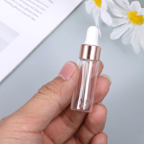 8-Pack Rose Gold Essential Oil Dropper Bottles - Mini Glass Vials (2ml, 3ml, 4ml, 5ml)