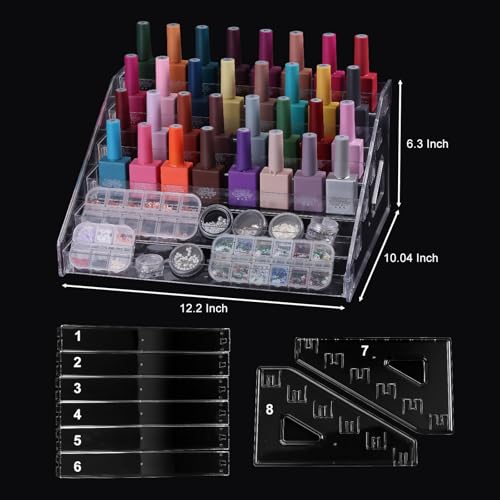 SUTOKAKA 6-Tier Clear Acrylic Nail Polish Organizer Stand - 12.2" x 10.04" x 6.3"