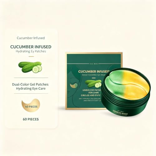 MildMane Gold Cucumber Hydrogel Eye Patches - 60 Pairs for Dark Circles