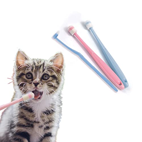 YMPEKA 3-Pack Small Dog & Cat Toothbrush Set with 360° Brush Head