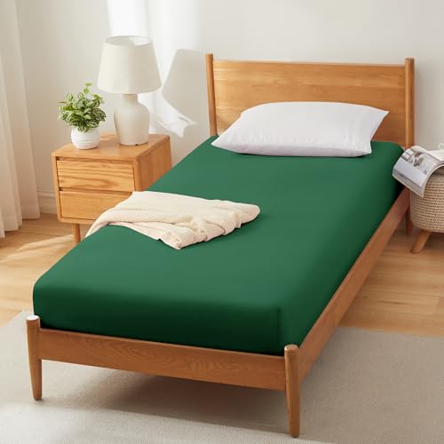 Vonty Green Cot Fitted Sheet 31"x75" - 1800 Thread Count Microfiber