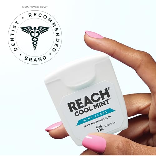 REACH Cool Mint Dental Floss, Waxed & Shred-Resistant, 55 Yard, 6 Pack