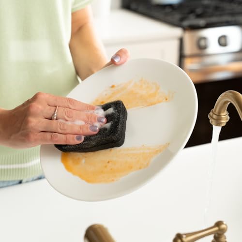 S&T INC. 10 Pack Black Dish Sponges - Durable 3 Layer Design