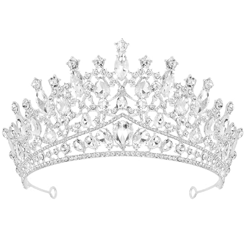 CAVETEE Silver Princess Tiara for Girls & Women - Birthday & Party Crown