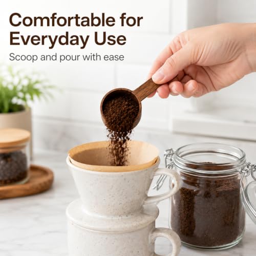 IMIKEYA Wooden Coffee Scoops - 2 Pack Measuring Spoons for Kitchen