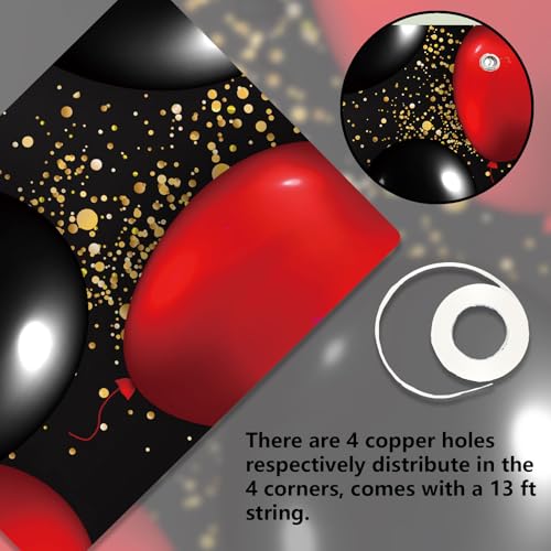16th Birthday Red and Black Banner Backdrop - Girls Party Decor