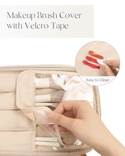 Prite Large Makeup Bag Organizer - Waterproof PU Leather Travel Case