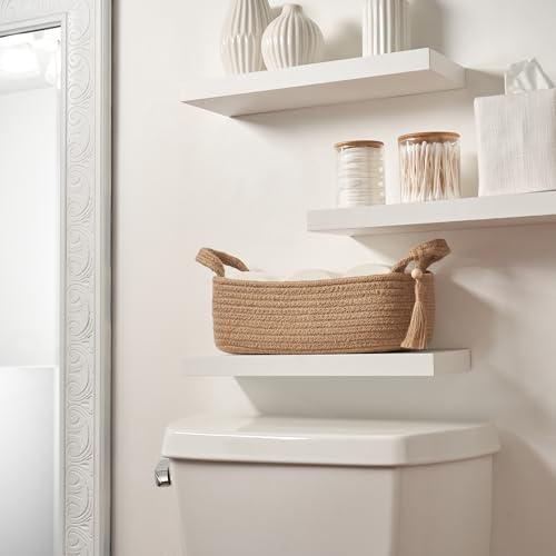 Boho Jute Toilet Paper Basket with Tassel - Stylish Bathroom Organizer