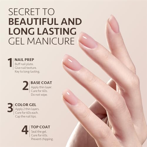 GAOY Gel Base & Top Coat Set - 2 Pcs, 7.3ml for UV Curing