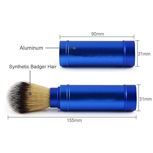 Walfront Men's Travel Shaving Brush with Cream & Soap, Portable Beard Grooming Tool
