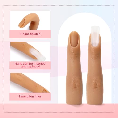 Deciniee 2Pcs Silicone Practice Fingers for Acrylic Nails No.3 - Beginner Nail Art Tools (2Pcs Finger Color 3)