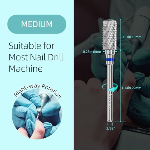 Hytoos D4S Barrel Nail Drill Bit - Medium Grit Carbide for Gel Removal